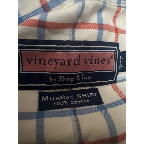 Vineyard Vines Mens Plaid Tucker Murray Preppy Shirt Blue Pink Size L - Picture 8 of 9